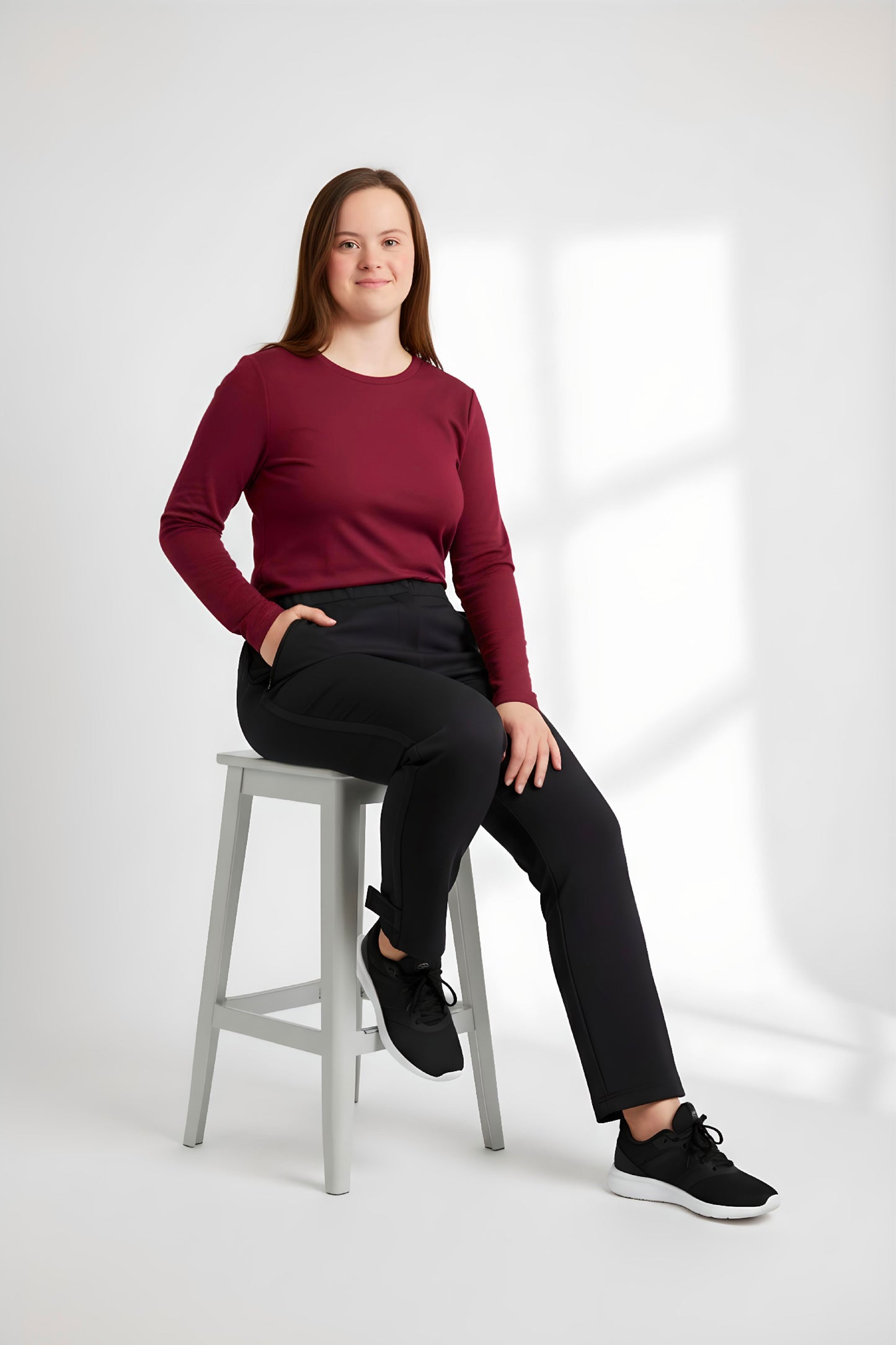 Women's Adaptive Clothing: Stretch Trousers Pant, Elastic Waistband, Side Zipper for Easy Dressing