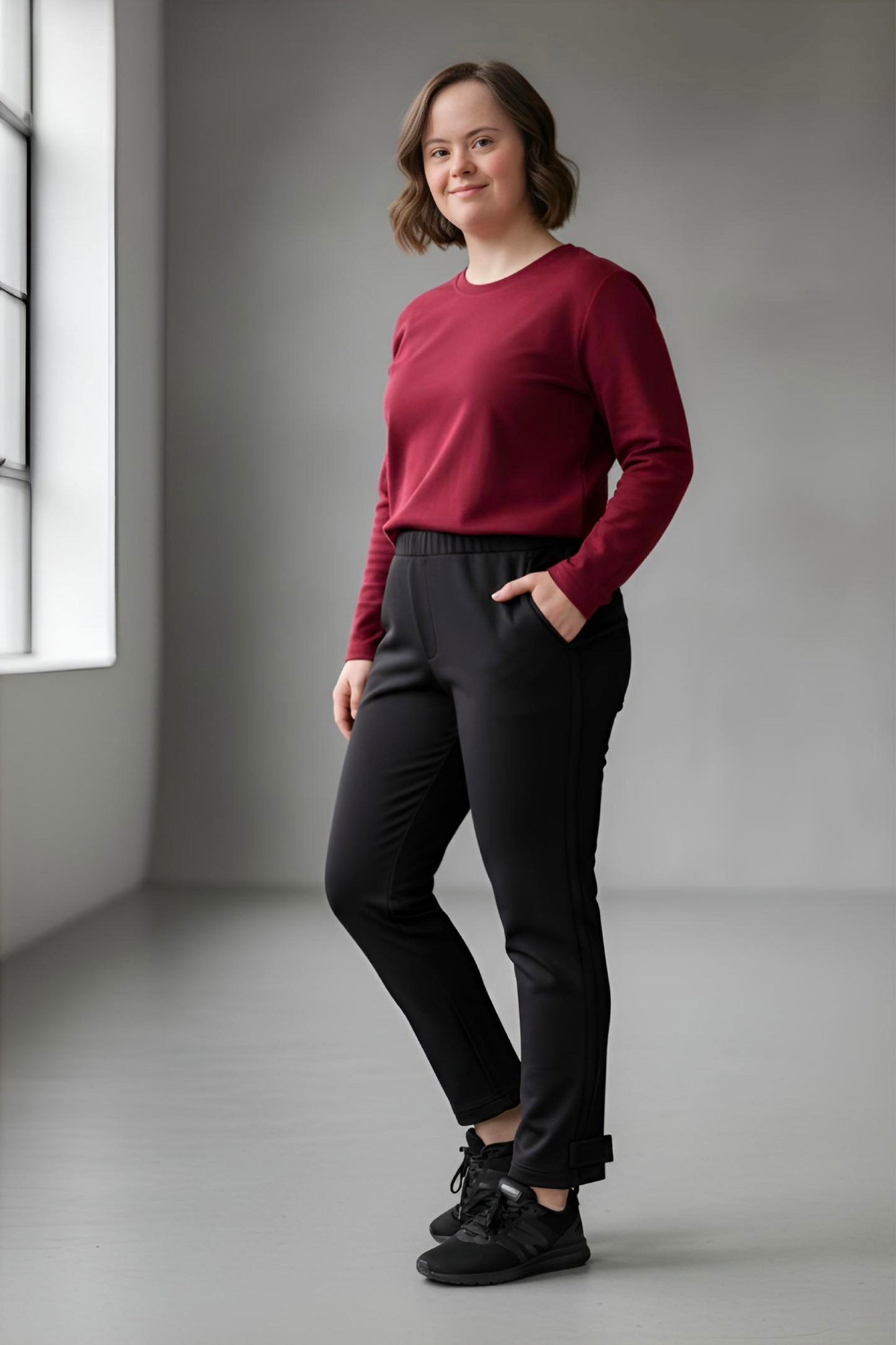 Women's Adaptive Clothing: Stretch Trousers Pant, Elastic Waistband, Side Zipper for Easy Dressing