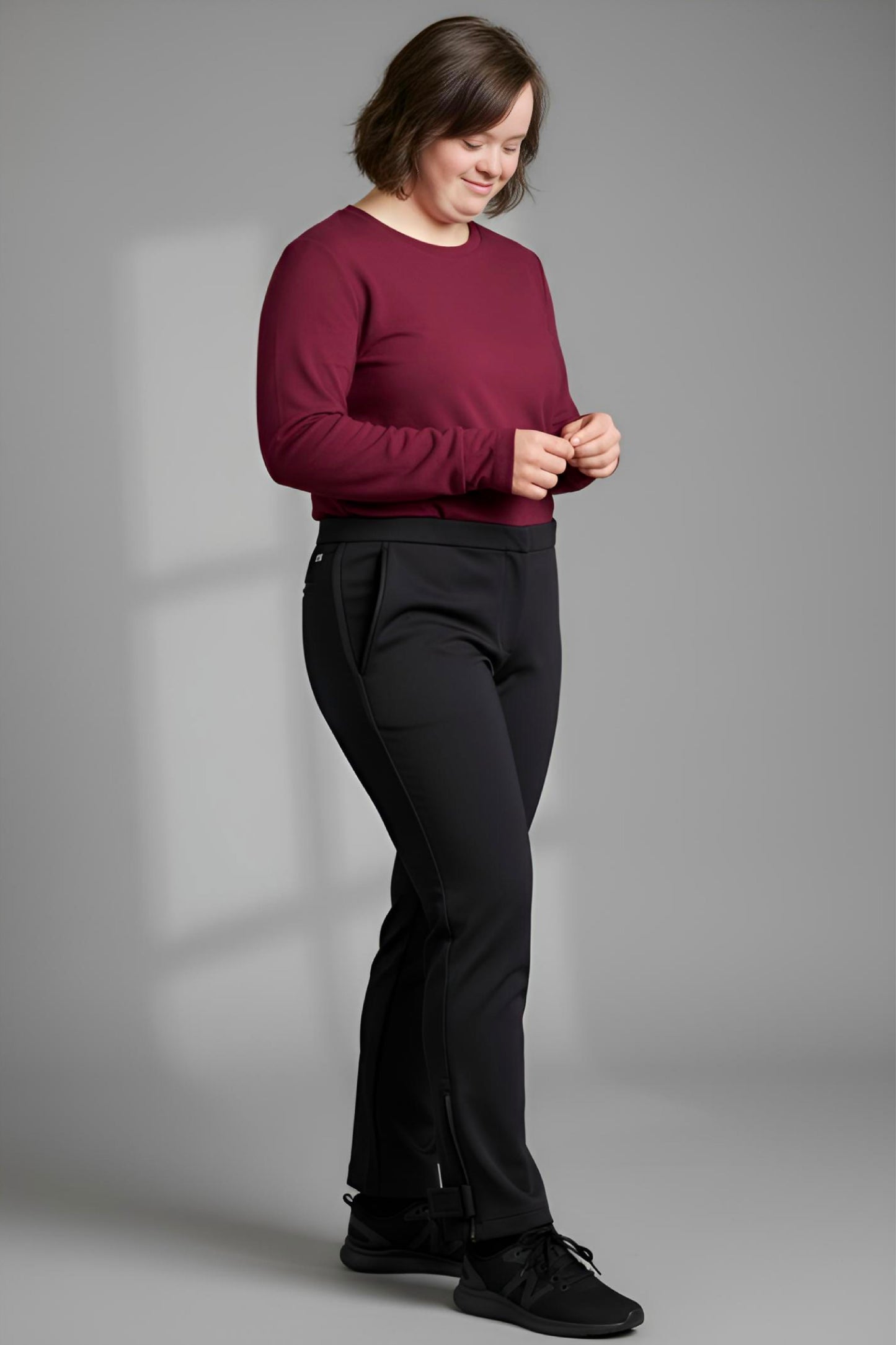 Women's Adaptive Clothing: Stretch Trousers Pant, Elastic Waistband, Side Zipper for Easy Dressing