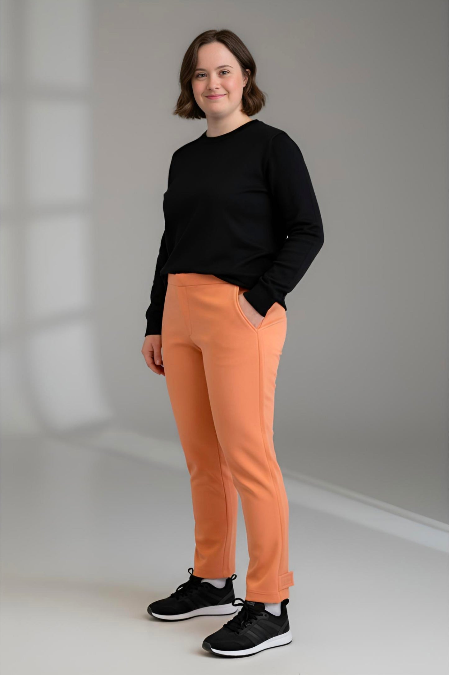 Women's Adaptive Clothing: Stretch Trousers Pant, Elastic Waistband, Side Zipper for Easy Dressing