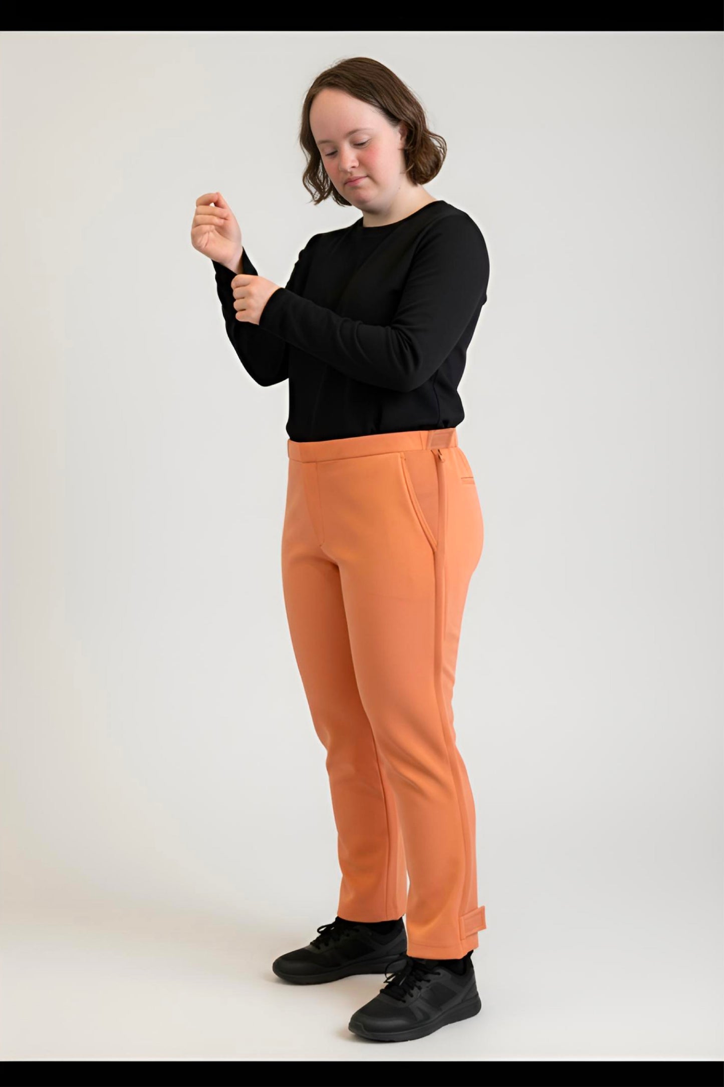 Women's Adaptive Clothing: Stretch Trousers Pant, Elastic Waistband, Side Zipper for Easy Dressing