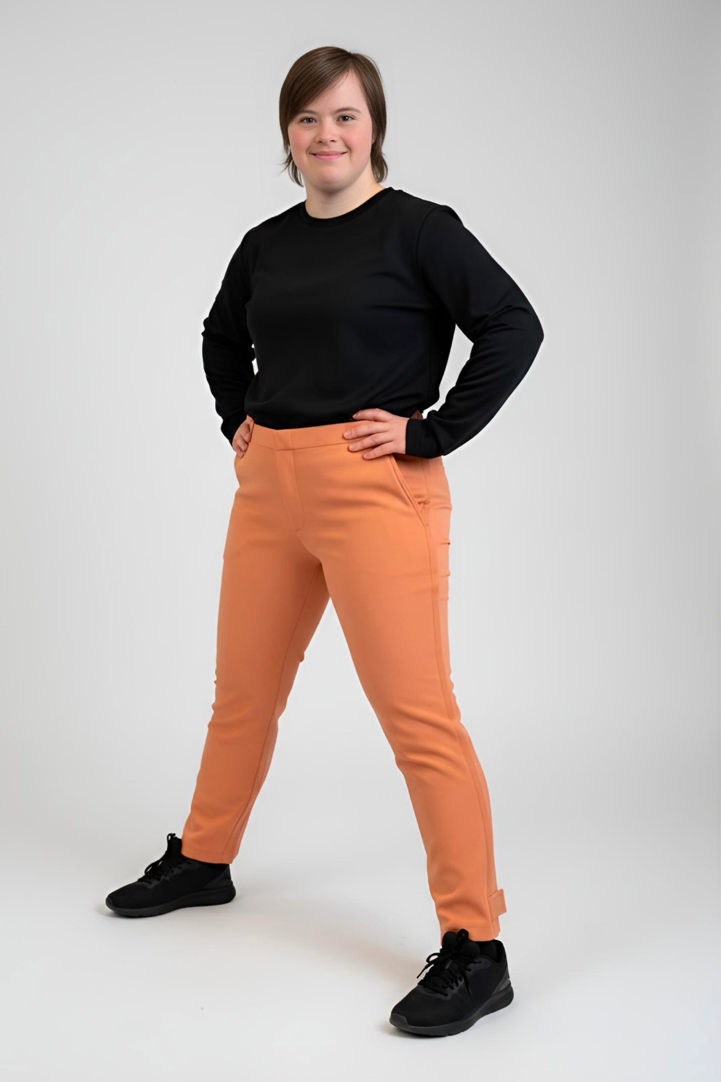 Women's Adaptive Clothing: Stretch Trousers Pant, Elastic Waistband, Side Zipper for Easy Dressing