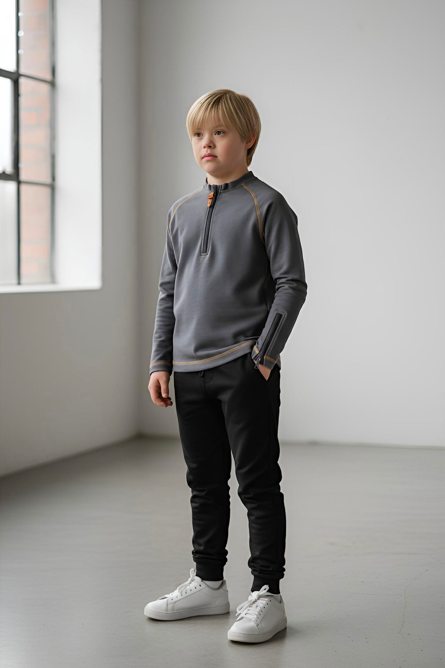 Adaptive Kids Soft Cotton Top, with Front Zipper & Easy-Undressing Sleeves