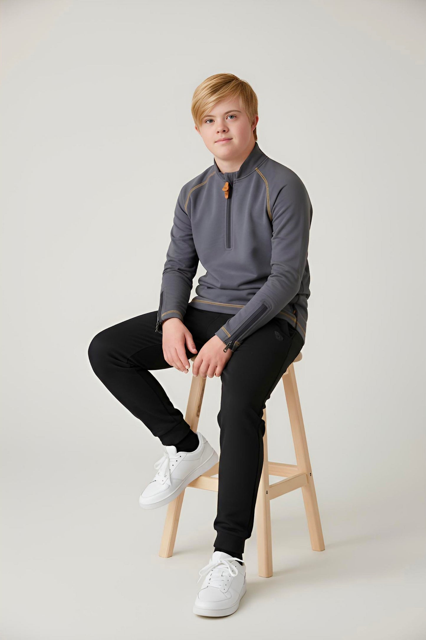 Adaptive Kids Soft Cotton Top, with Front Zipper & Easy-Undressing Sleeves