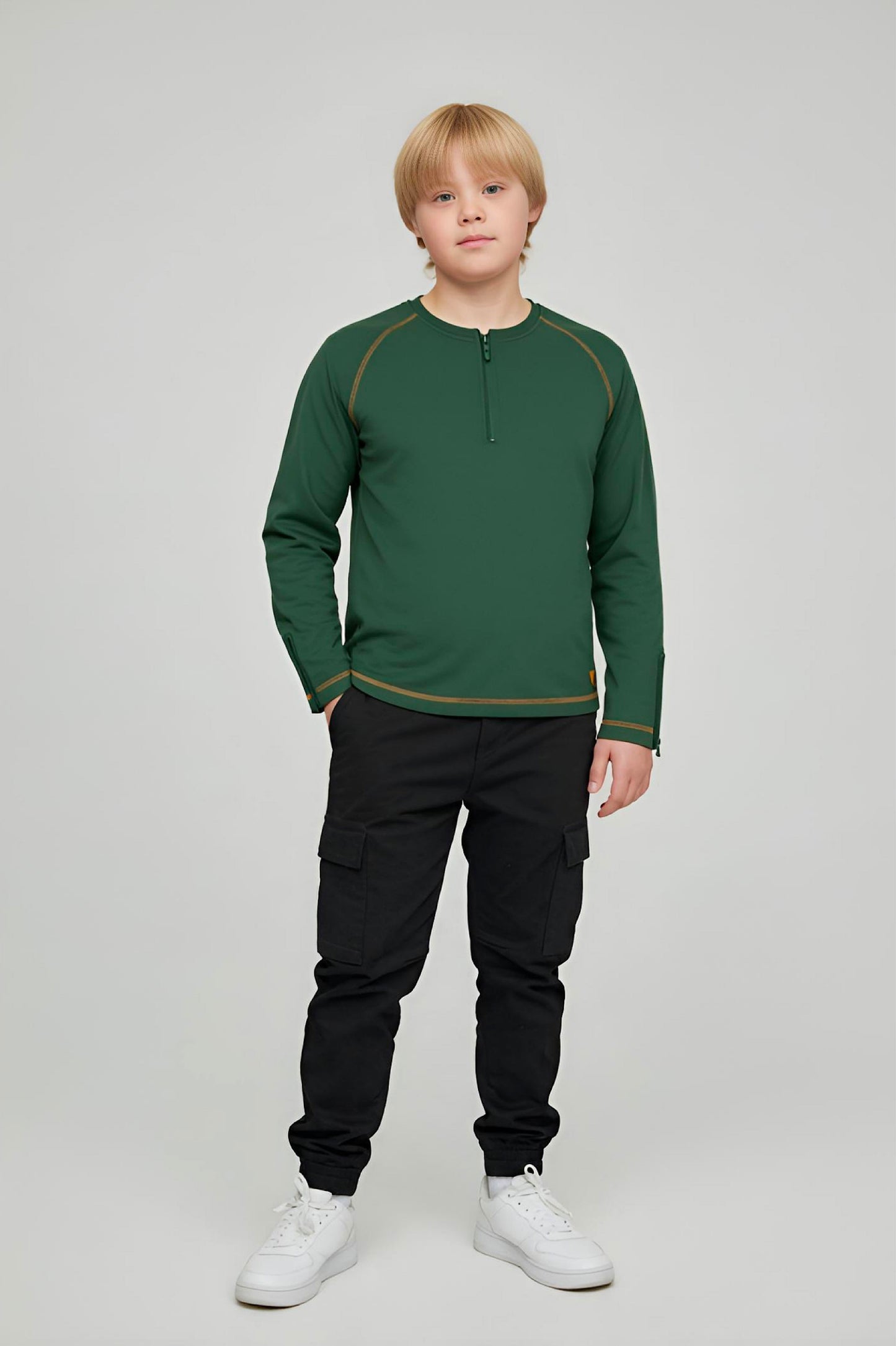 Adaptive Kids Soft Cotton Top, with Front Zipper & Easy-Undressing Sleeves