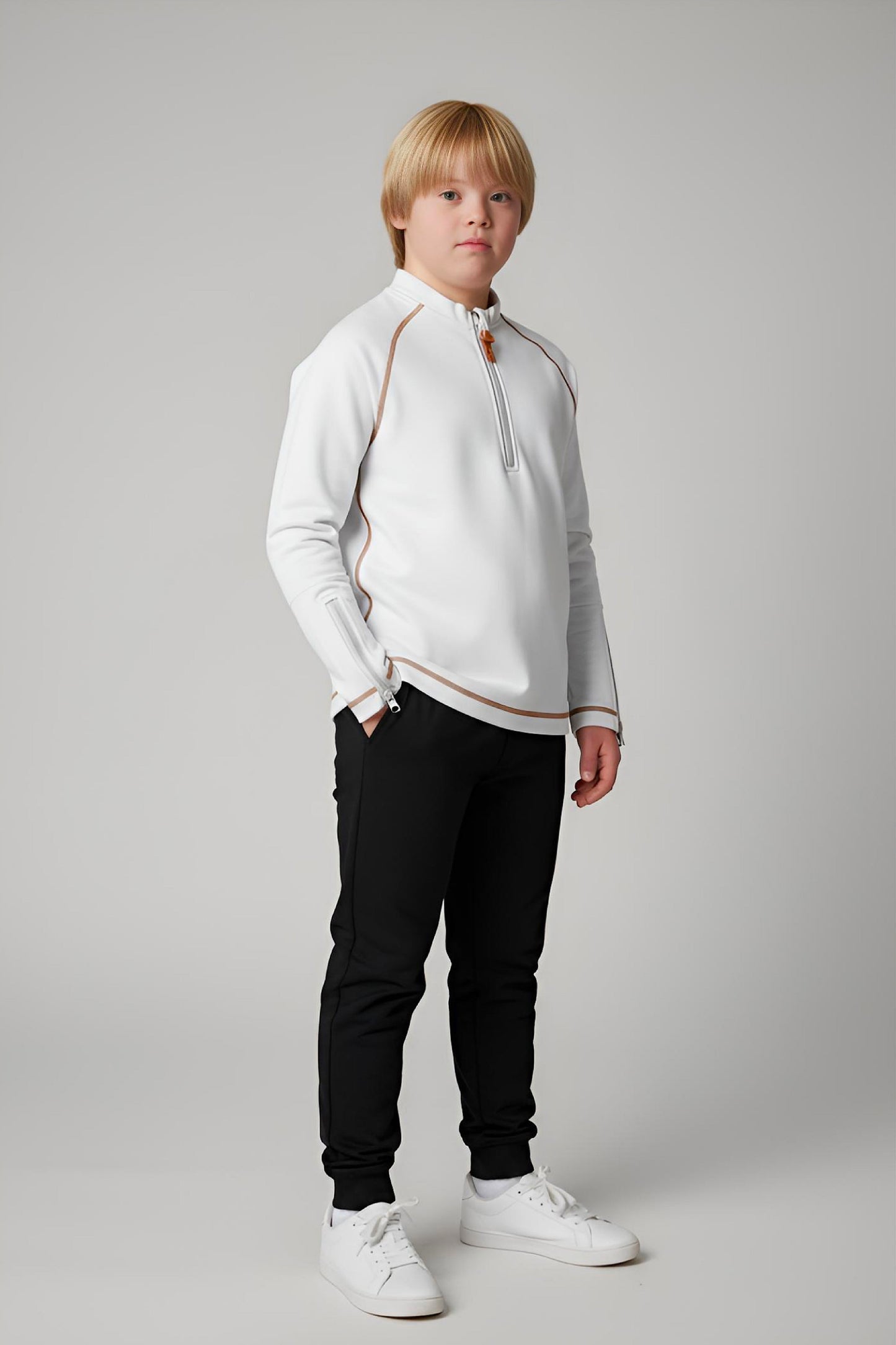 Adaptive Kids Soft Cotton Top, with Front Zipper & Easy-Undressing Sleeves