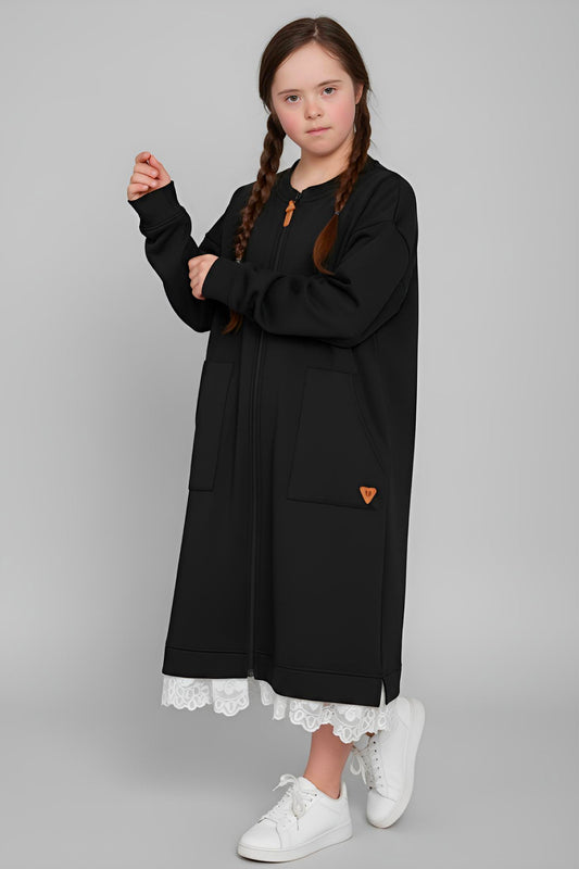 Adaptive Kids Sweatshirt Dress with Full Front Zipper and Easy-Undressing Sleeves