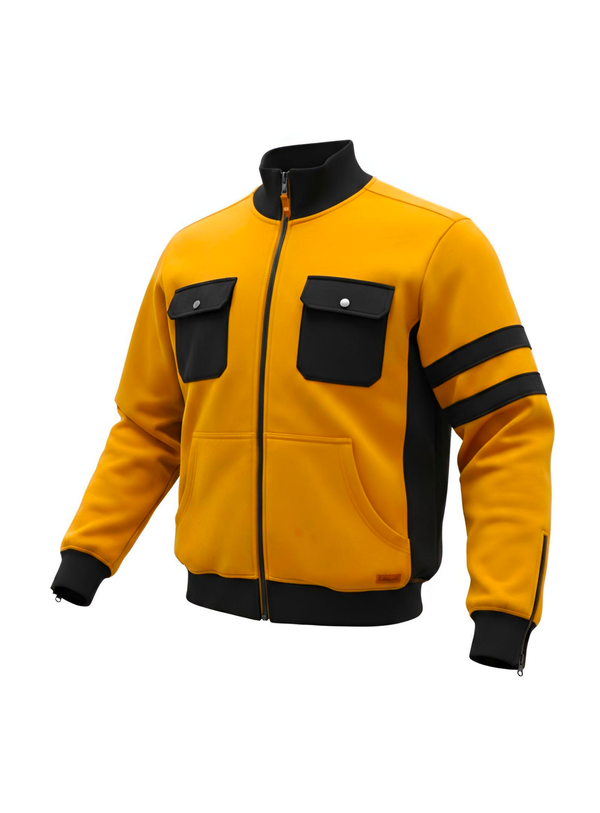 Men’s Adaptive Clothing Sweatshirt Magnetic Zipper Jacket, Collar & Cargo Pocket, Inside Chest Pocket Ring for Passing a Medical Tube