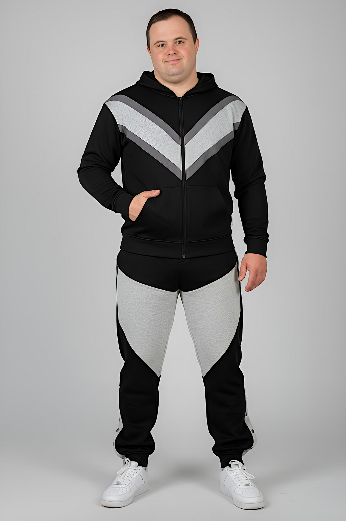 Men’s Adaptive Clothing Sweatshirt Hoodie Jacket, Magnetic Zipper, a Long Sleeve with Zipper for Easy Undressing, and Cargo Pocket
