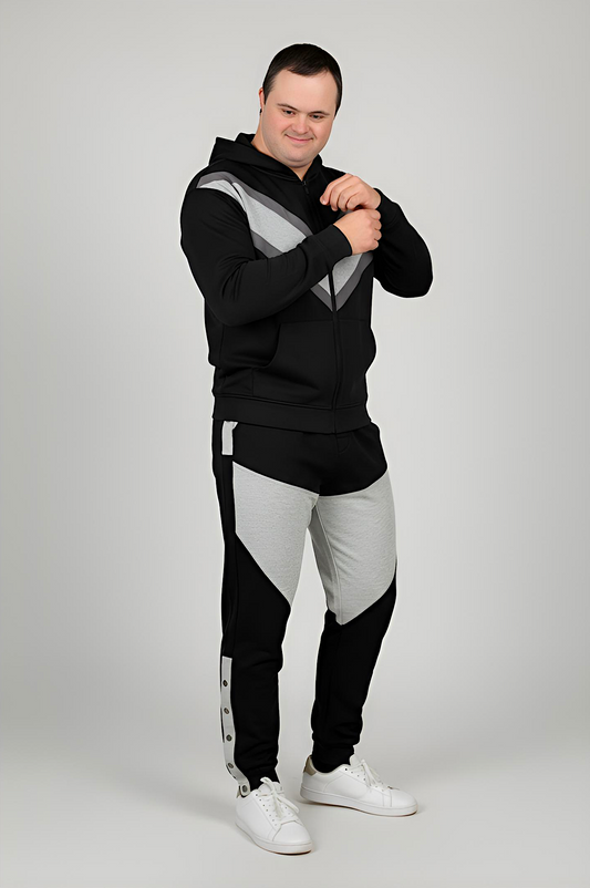Men’s Adaptive Clothing Sweatshirt Hoodie Jacket, Magnetic Zipper, a Long Sleeve with Zipper for Easy Undressing, and Cargo Pocket