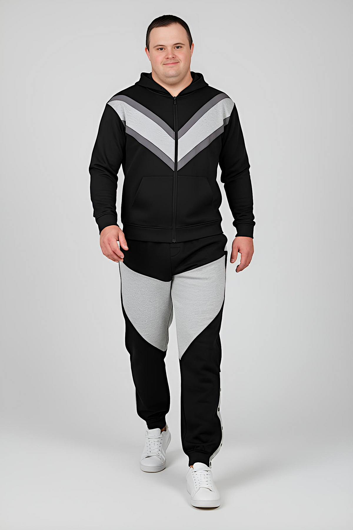 Men’s Adaptive Clothing Sweatshirt Hoodie Jacket, Magnetic Zipper, a Long Sleeve with Zipper for Easy Undressing, and Cargo Pocket