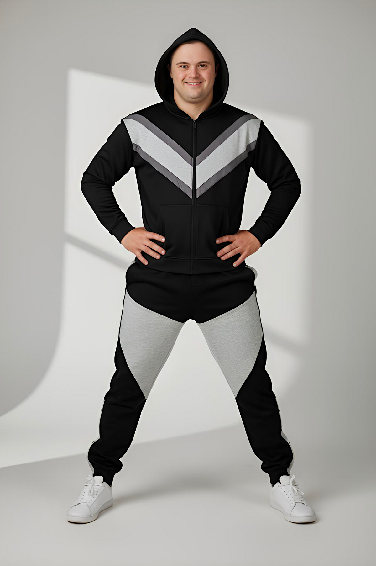 Men’s Adaptive Clothing Sweatshirt Hoodie Jacket, Magnetic Zipper, a Long Sleeve with Zipper for Easy Undressing, and Cargo Pocket