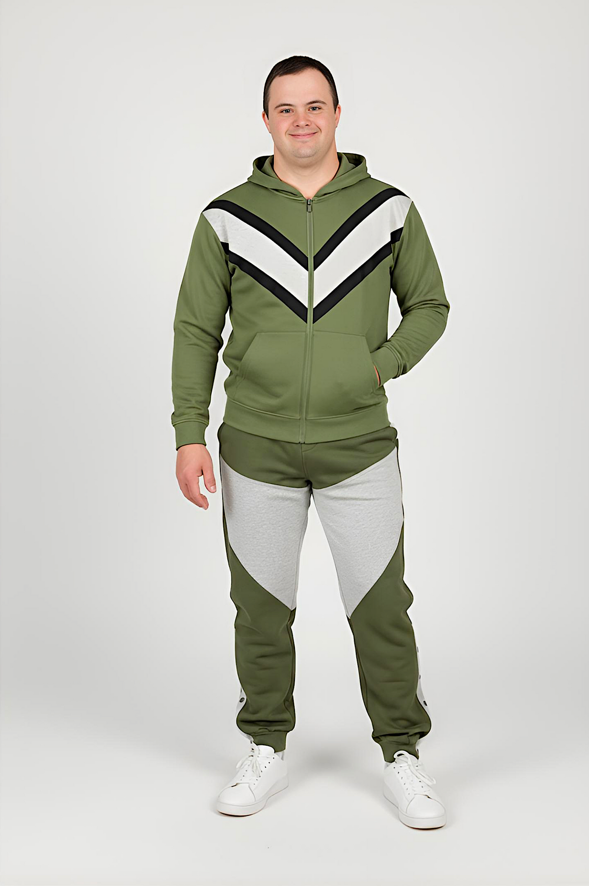 Men’s Adaptive Clothing Sweatshirt Hoodie Jacket, Magnetic Zipper, a Long Sleeve with Zipper for Easy Undressing, and Cargo Pocket