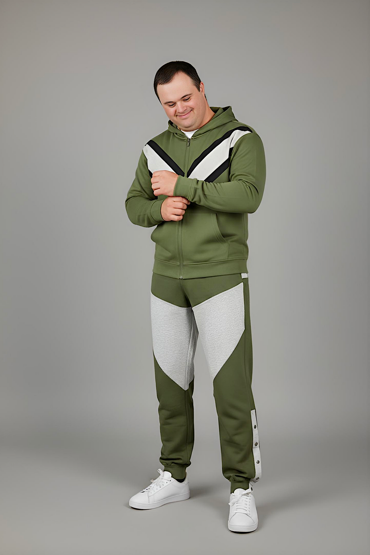 Men’s Adaptive Clothing Sweatshirt Hoodie Jacket, Magnetic Zipper, a Long Sleeve with Zipper for Easy Undressing, and Cargo Pocket