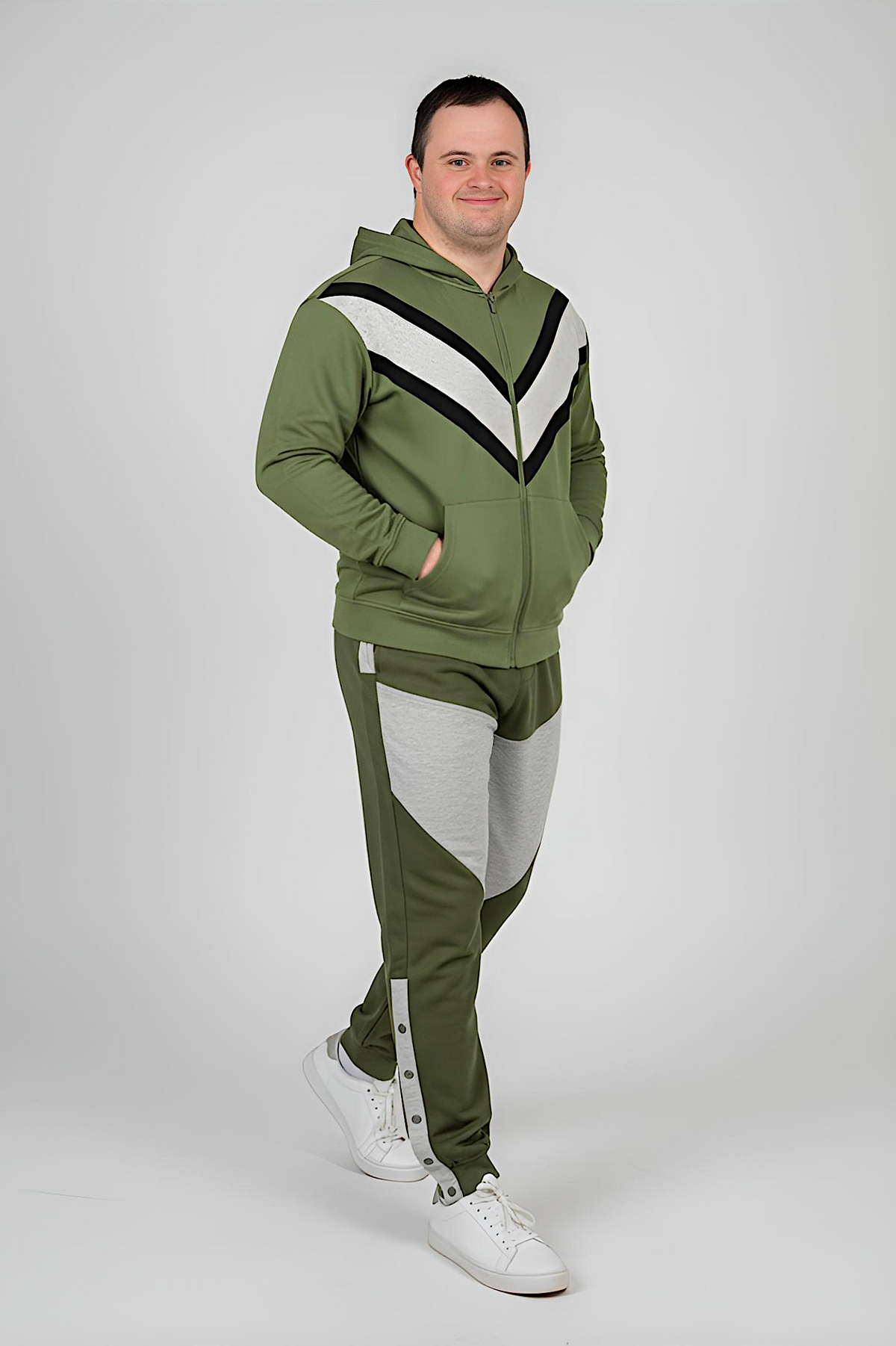 Men’s Adaptive Clothing Sweatshirt Hoodie Jacket, Magnetic Zipper, a Long Sleeve with Zipper for Easy Undressing, and Cargo Pocket