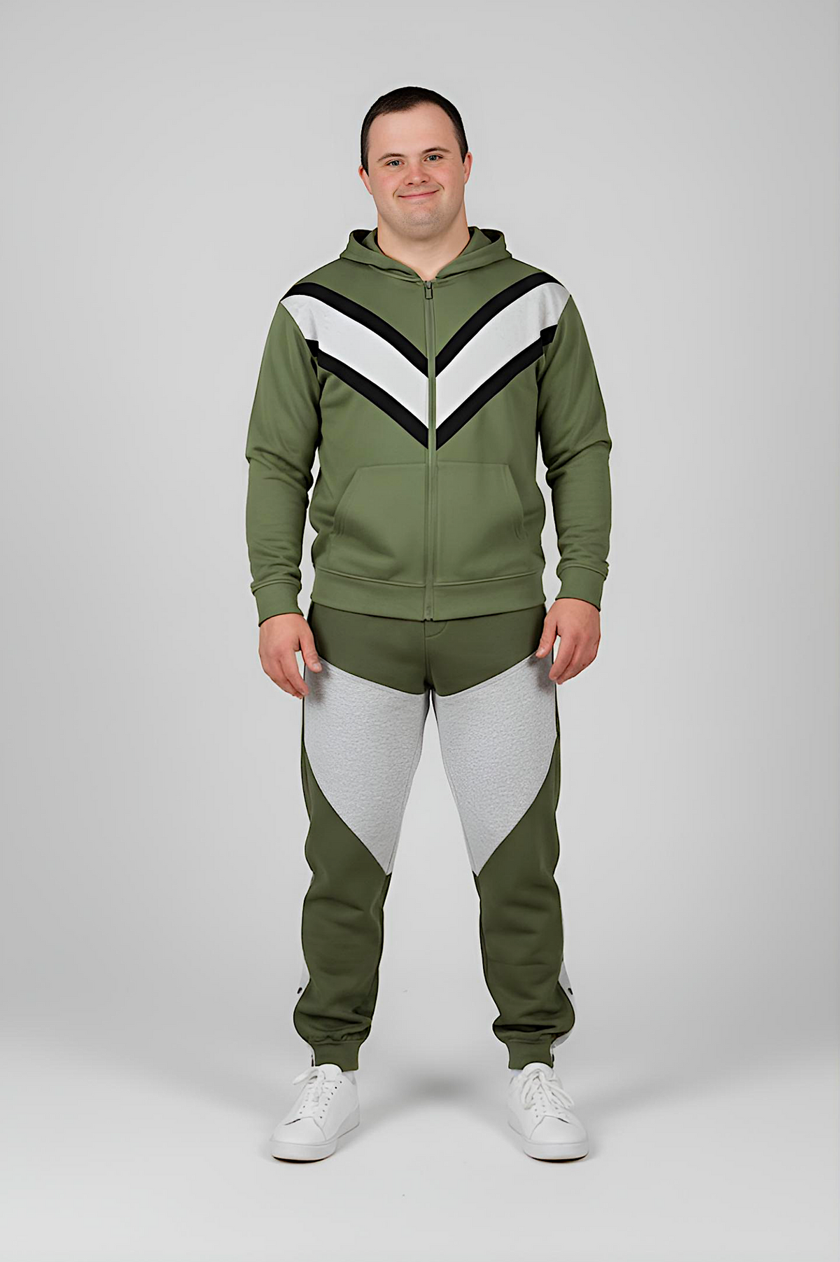 Men’s Adaptive Clothing Sweatshirt Hoodie Jacket, Magnetic Zipper, a Long Sleeve with Zipper for Easy Undressing, and Cargo Pocket