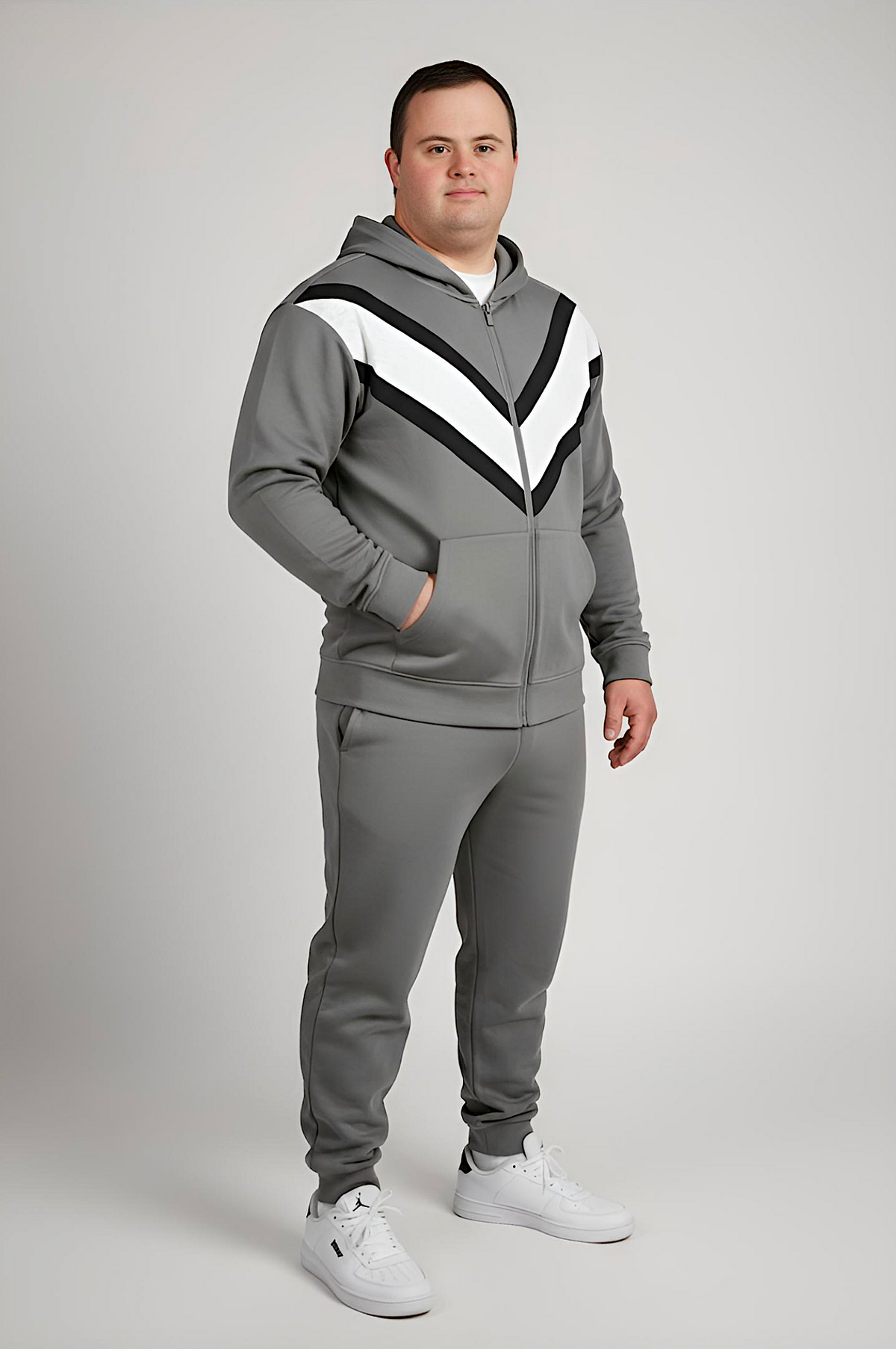 Men’s Adaptive Clothing Sweatshirt Hoodie Jacket, Magnetic Zipper, a Long Sleeve with Zipper for Easy Undressing, and Cargo Pocket