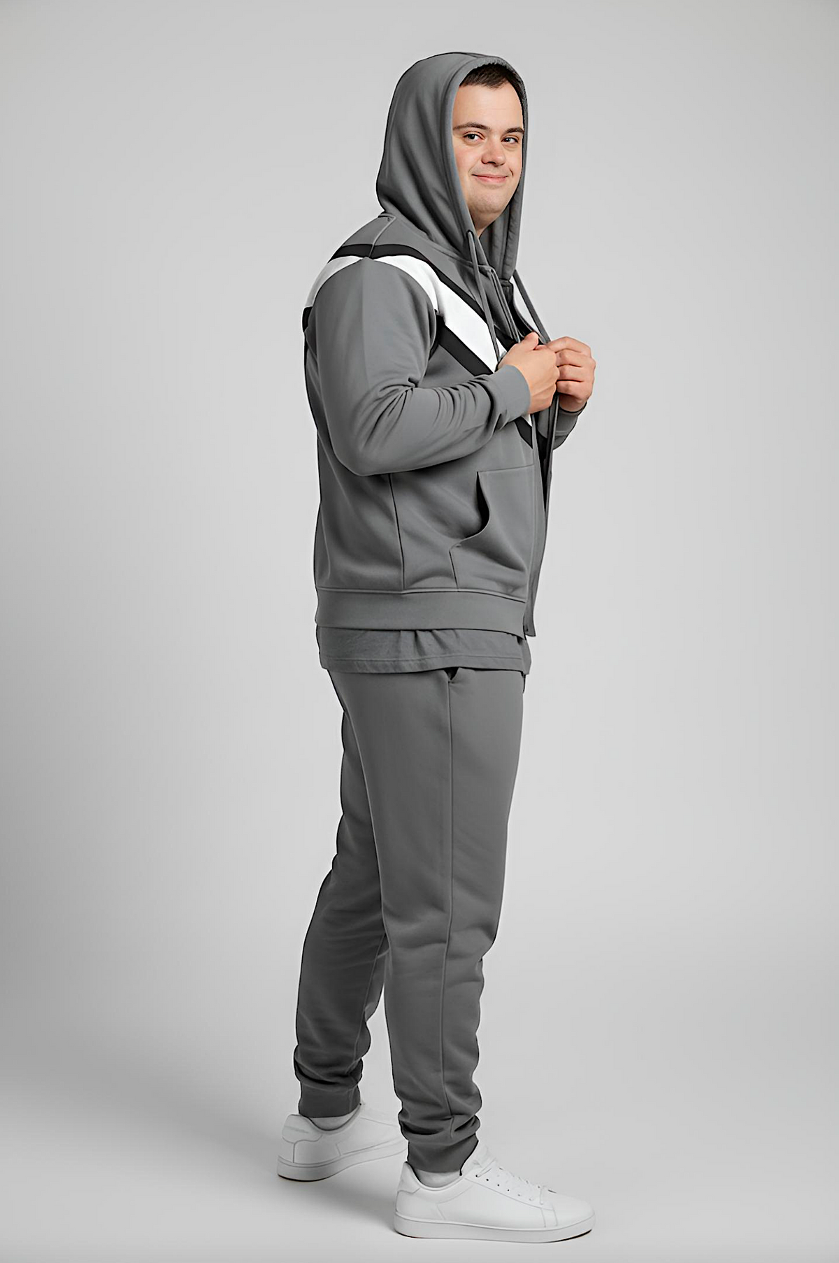 Men’s Adaptive Clothing Sweatshirt Hoodie Jacket, Magnetic Zipper, a Long Sleeve with Zipper for Easy Undressing, and Cargo Pocket