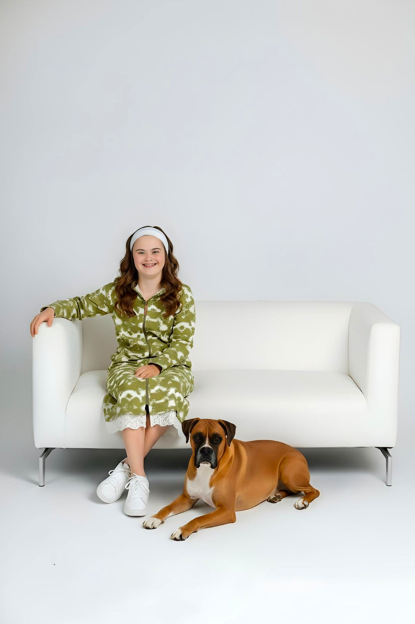 Adaptive Kids Tie-Dye Hoodie Sweatshirt Dress, Front Full Zipper and Easy-Undressing Sleeves