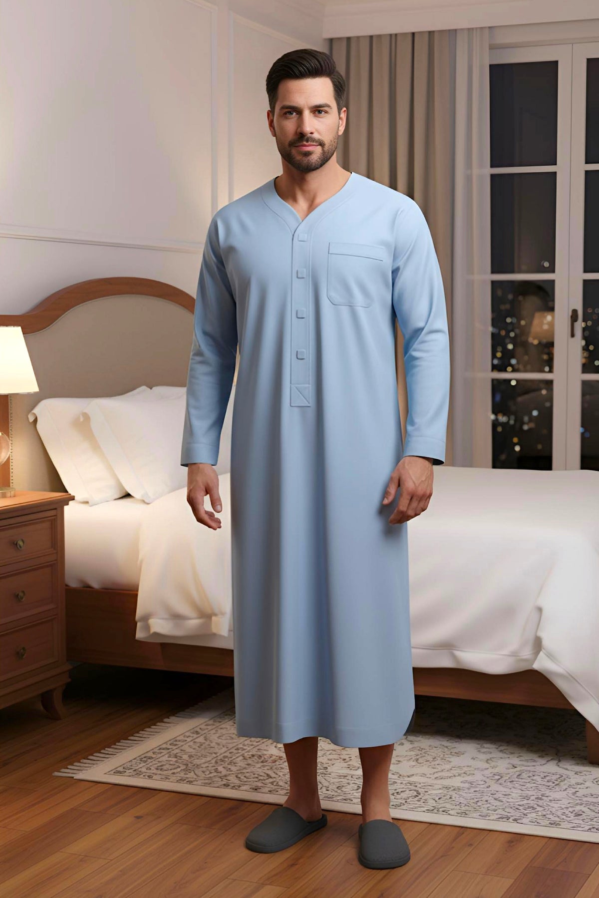 Men's Adaptive Pyjama Robe: Sophistication and Comfort for Medical Needs