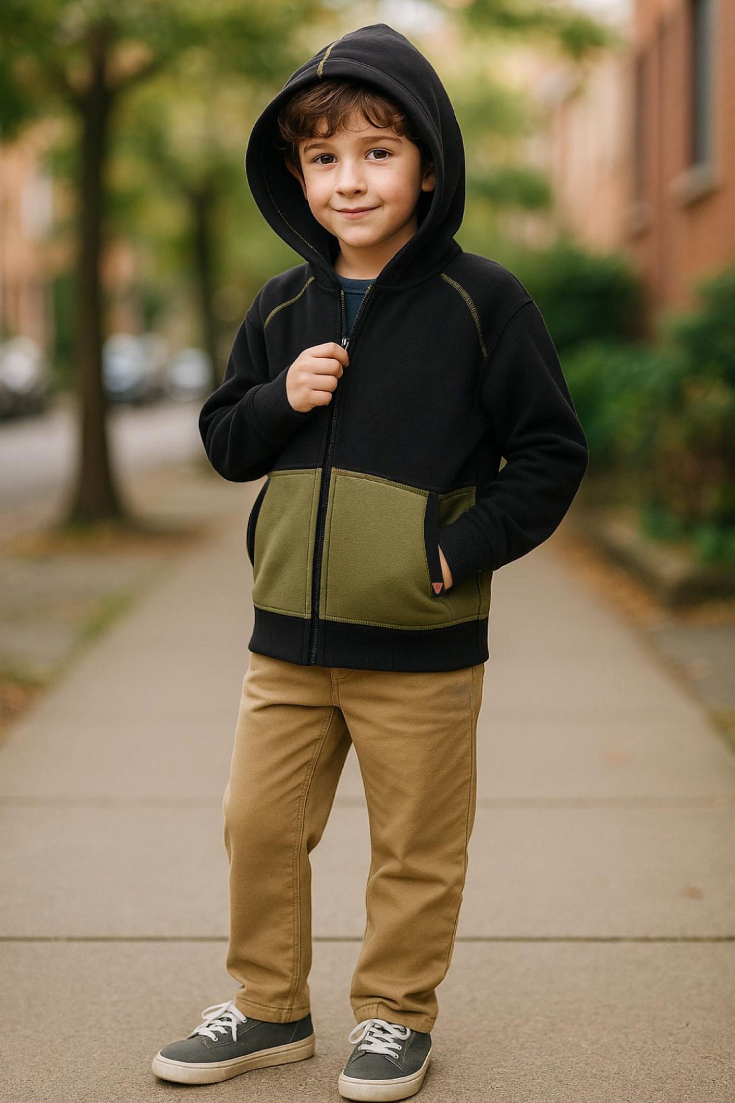 Adaptive Kids Hoodie with Magnetic Zipper & Easy-Undress Sleeves