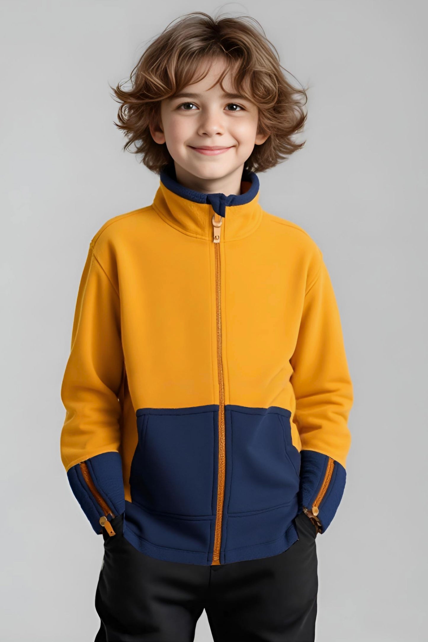 Adaptive Kids Jacket: Front Full Zipper, Cargo Pocket, Easy-Undressing Sleeves
