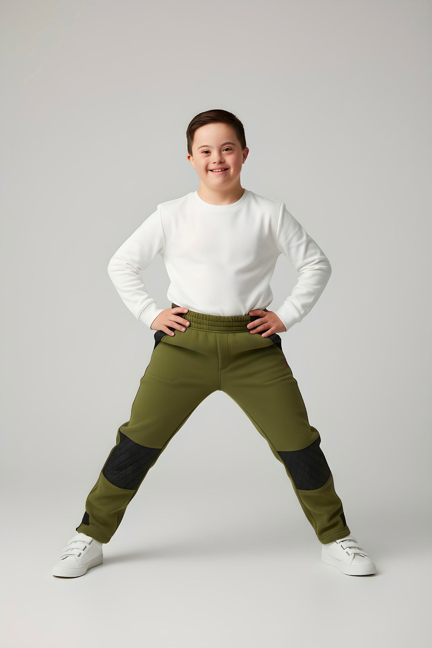 Adaptive Kids Polar Pants, Adjustable Waist, Knee Insert & Full Zipper for Easy Undressing