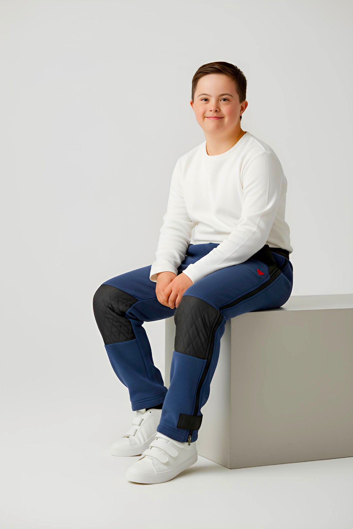 Adaptive Kids Polar Pants, Adjustable Waist, Knee Insert & Full Zipper for Easy Undressing