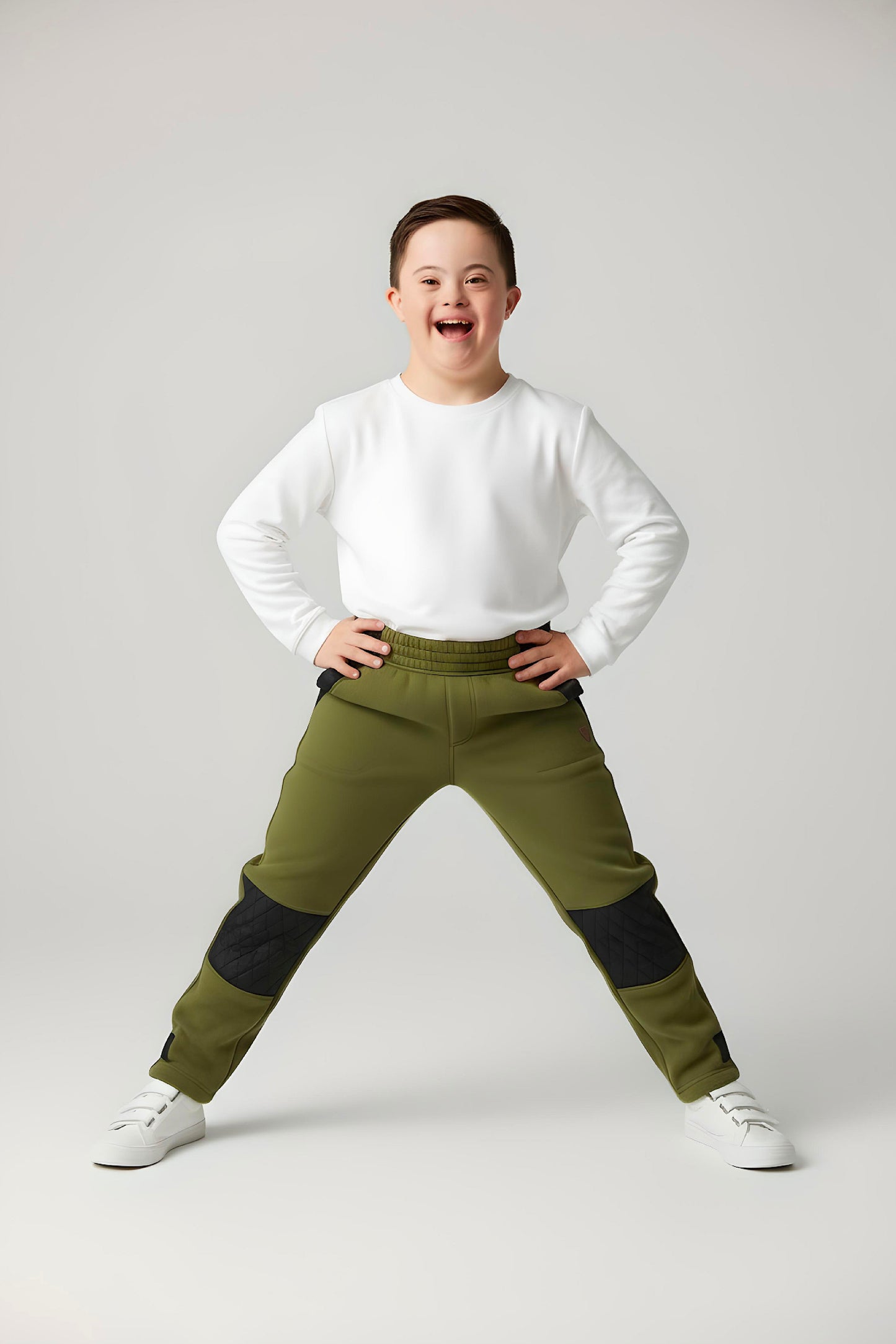 Adaptive Kids Polar Pants, Adjustable Waist, Knee Insert & Full Zipper for Easy Undressing