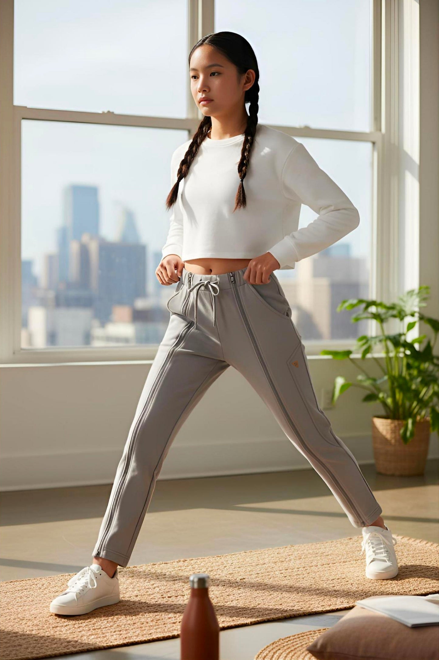 Adaptive Kids Sweatpants with Full-Leg Zippers for Easy Undressing