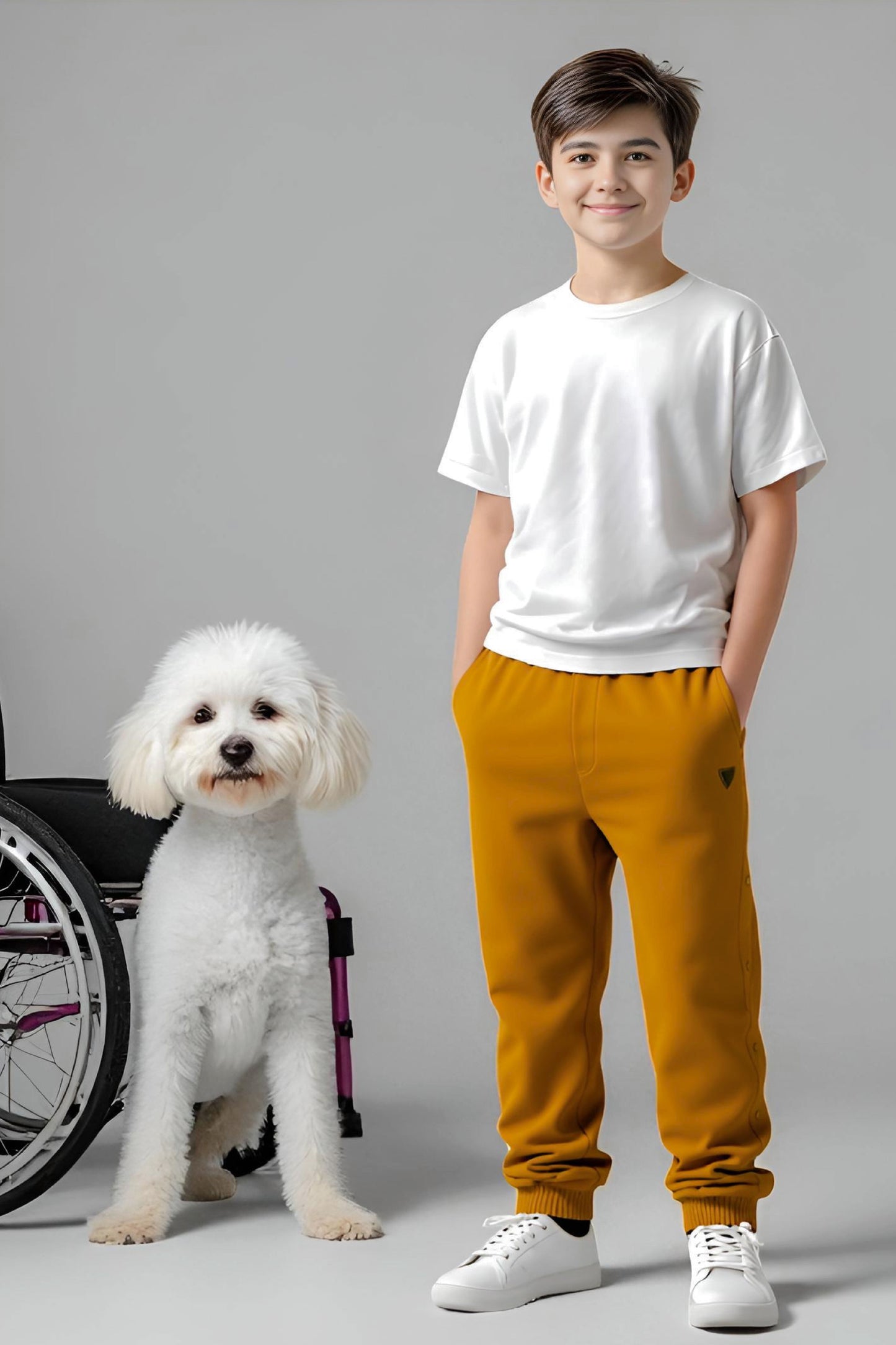 Adaptive Kids Jogger Sweatpants, Adjustable Elastic waist, Full Side Zipper for Easy Undressing