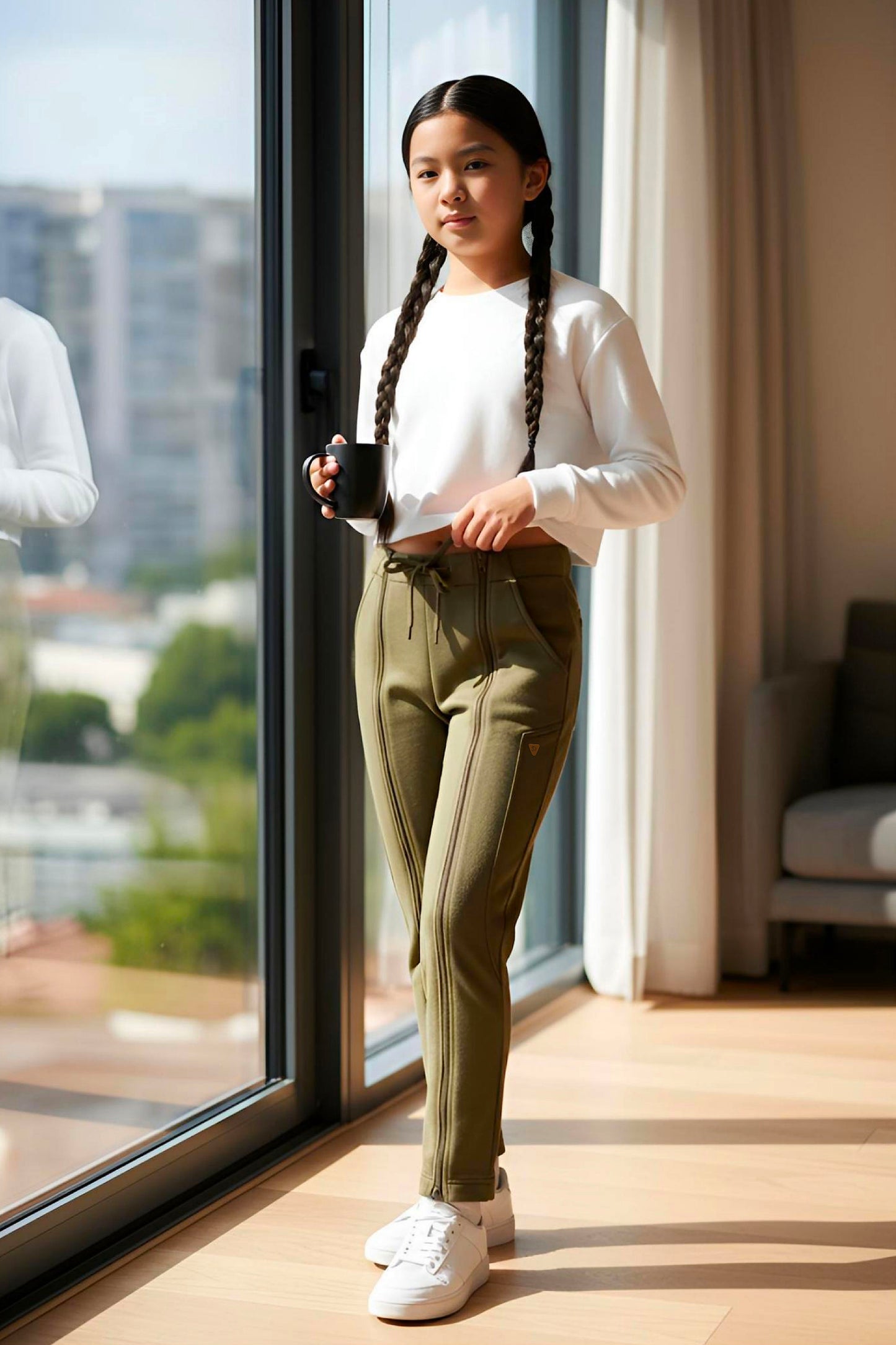 Adaptive Kids Sweatpants with Full-Leg Zippers for Easy Undressing