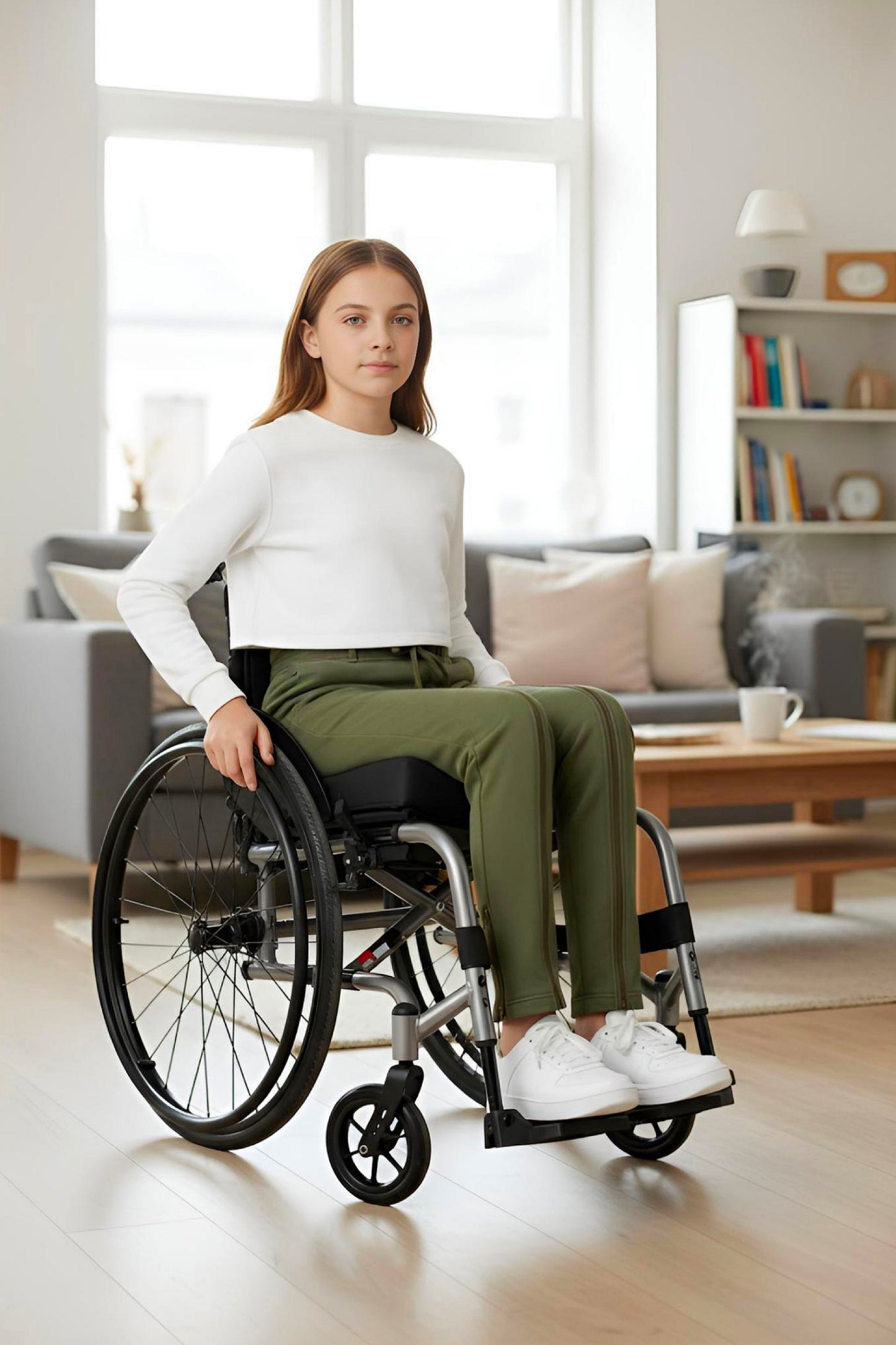 Adaptive Kids Sweatpants with Full-Leg Zippers for Easy Undressing