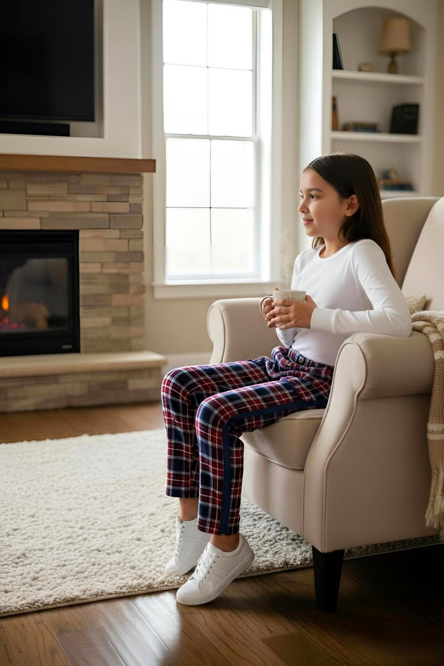 Adaptive Kids Stretch Pants: Elastic Waistband, Full Side Zipper for Easy Undressing