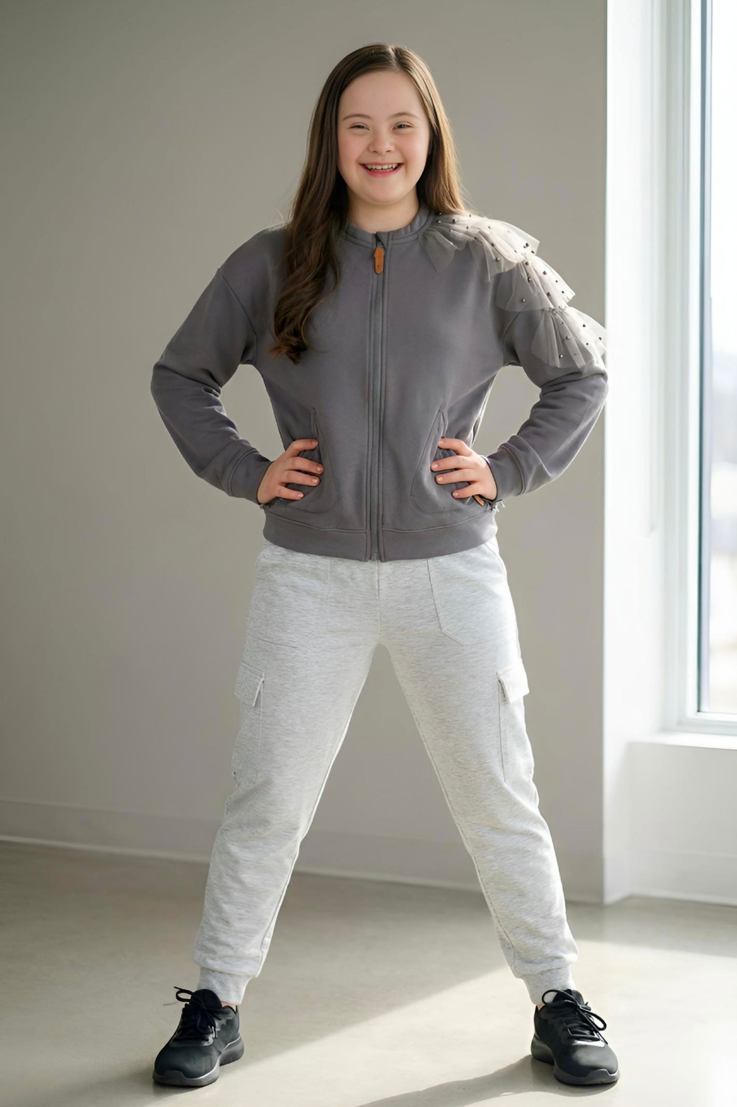 Adaptive Kids Dolman Sleeve Sweatshirt, with Magnetic Zipper & Sleeve Easy Undressing