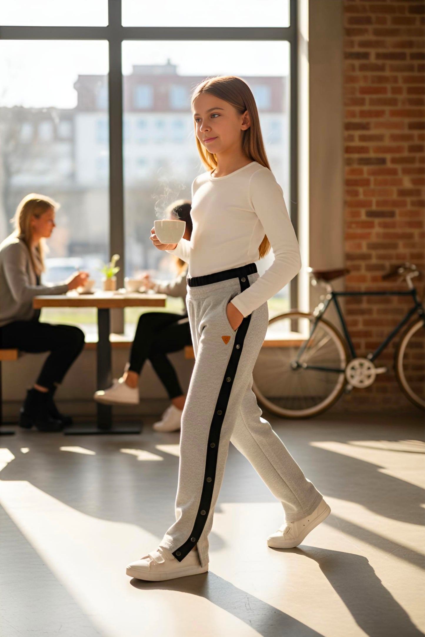 Adaptive Kids Sweatpants, with Full Elastic Waist & Side Full Zipper for Easy Undressing