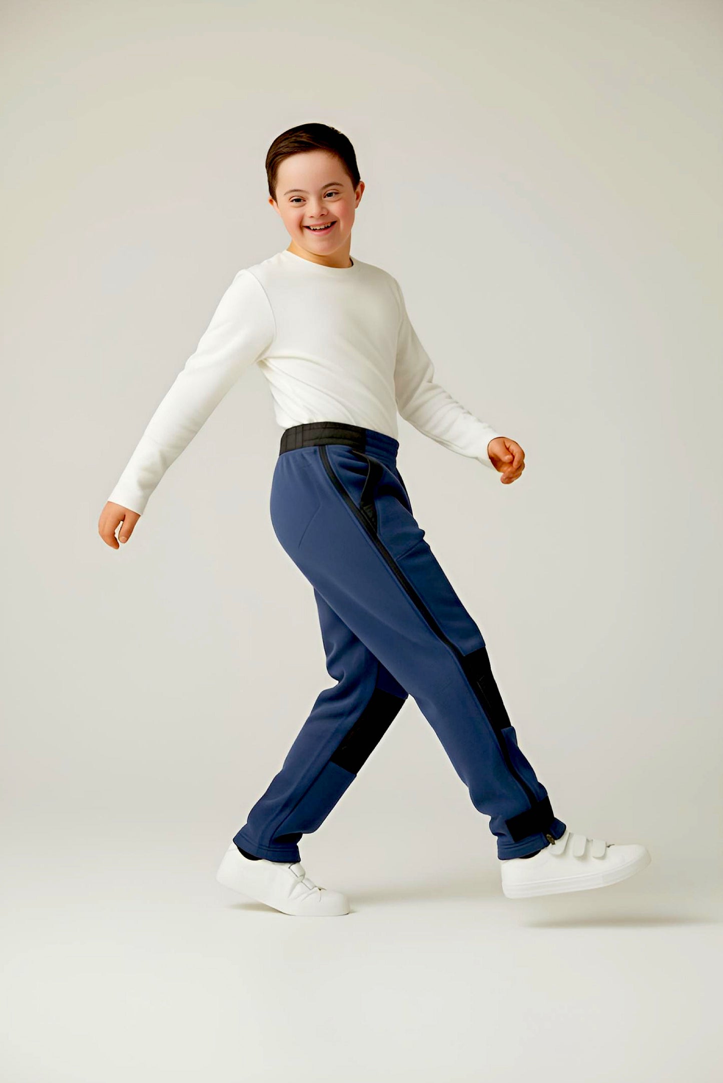 Adaptive Kids Polar Pants, Adjustable Waist, Knee Insert & Full Zipper for Easy Undressing