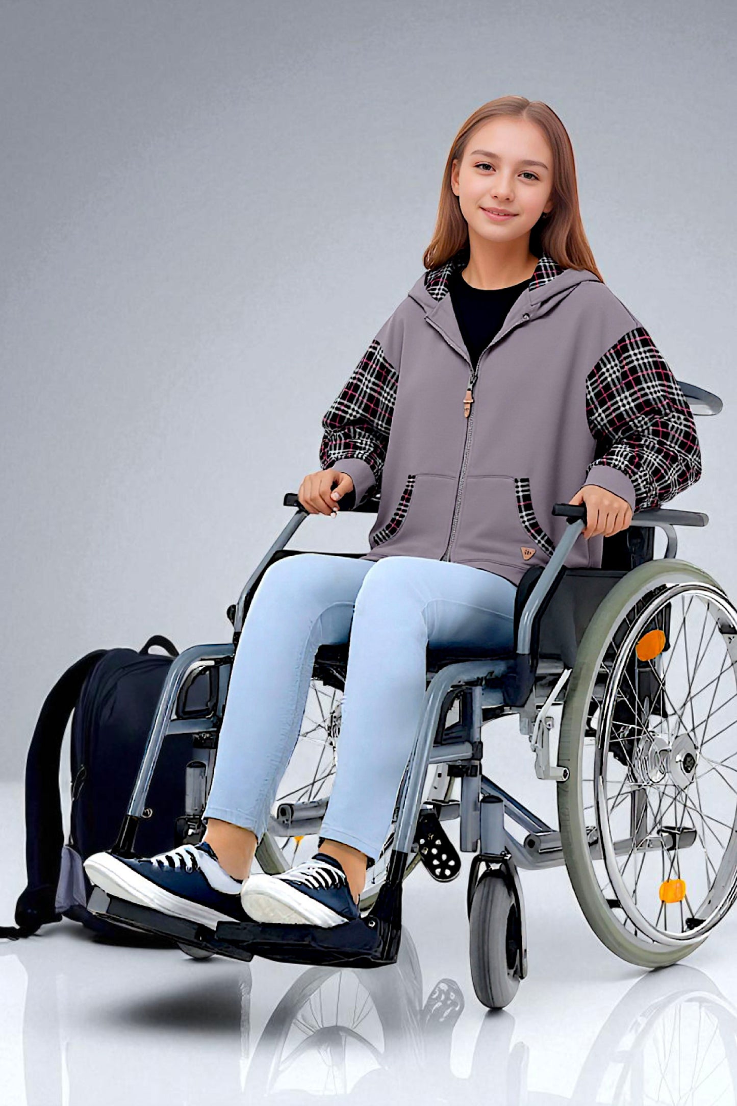 Adaptive Kids Hoodie with Cargo Pocket & Magnetic Zipper for Easy Undressing