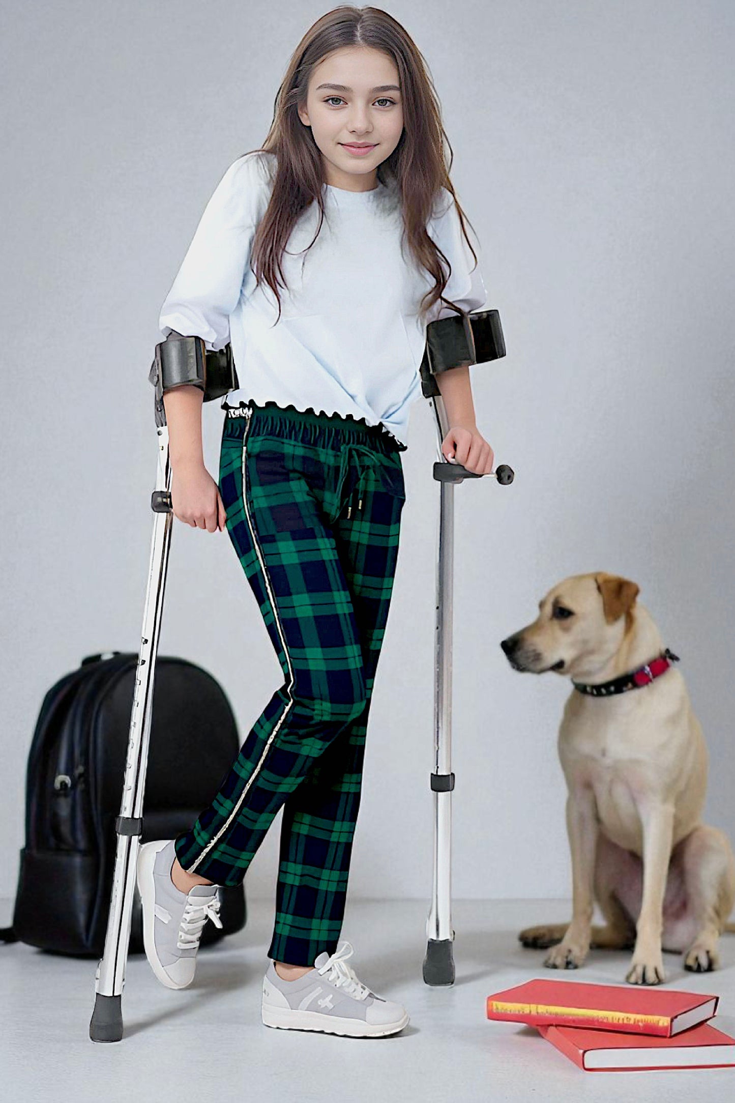 Adaptive Kids Stretch Pants: Elastic Waistband, Full Side Zipper for Easy Undressing