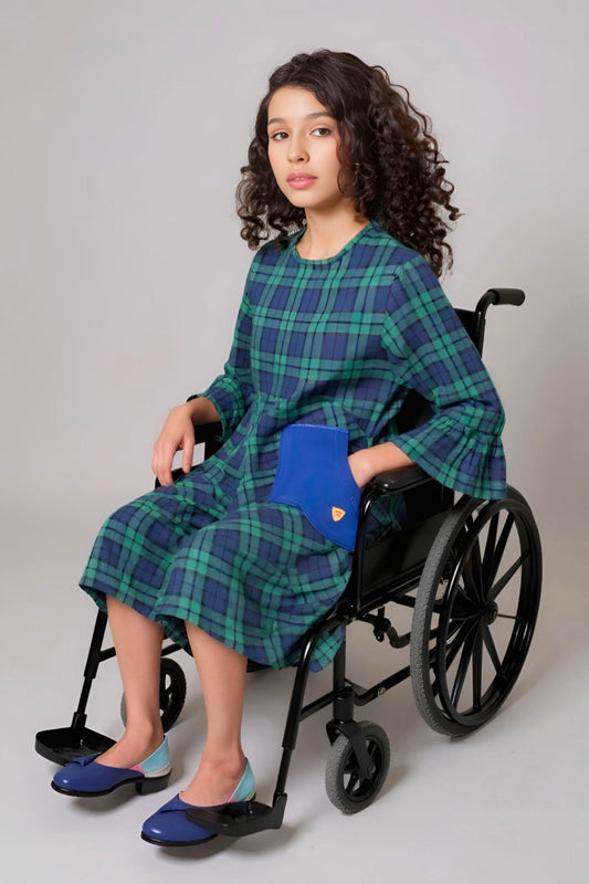 Kids Adaptive Stretch Woven Dress, Back Zipper & Sleeve Easy Undressing