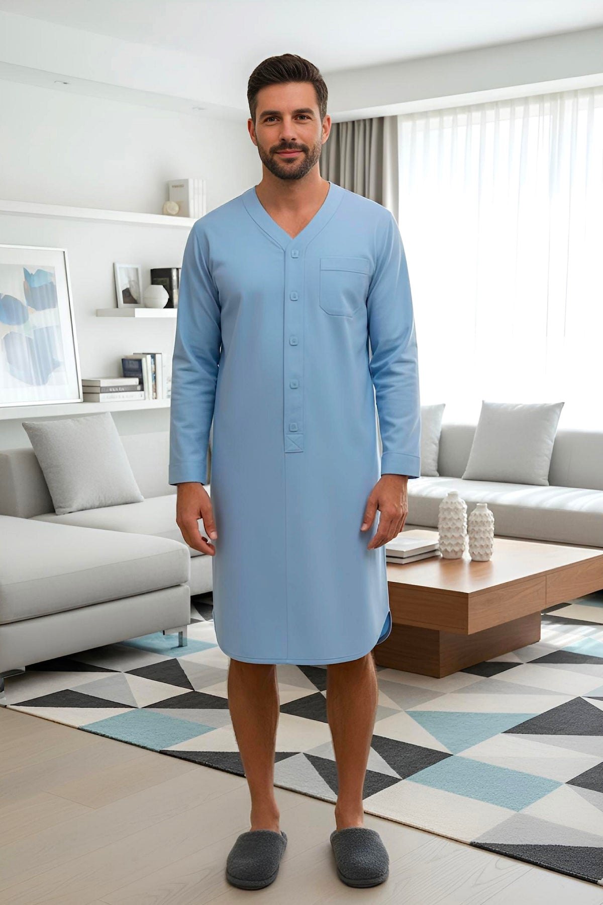 Men's Adaptive Pyjama Robe: Sophistication and Comfort for Medical Needs