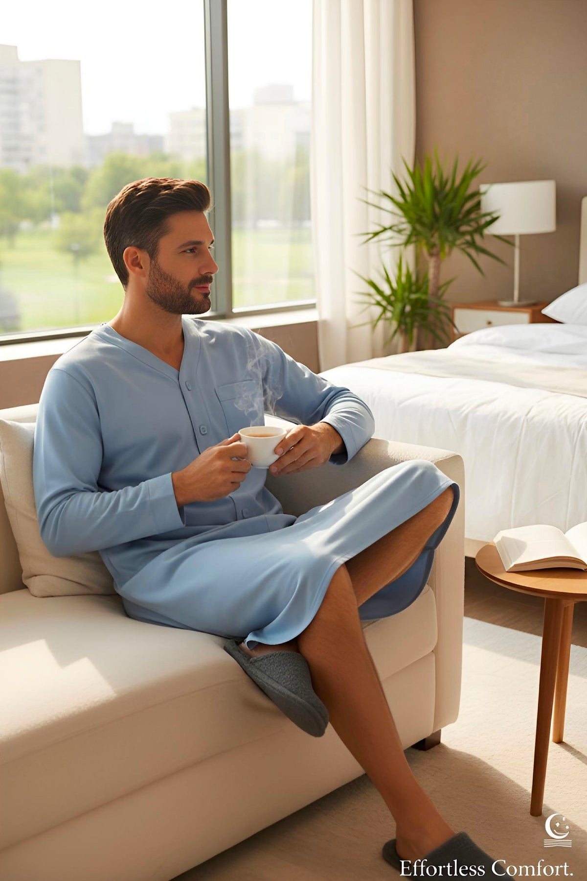Men's Adaptive Pyjama Robe: Sophistication and Comfort for Medical Needs