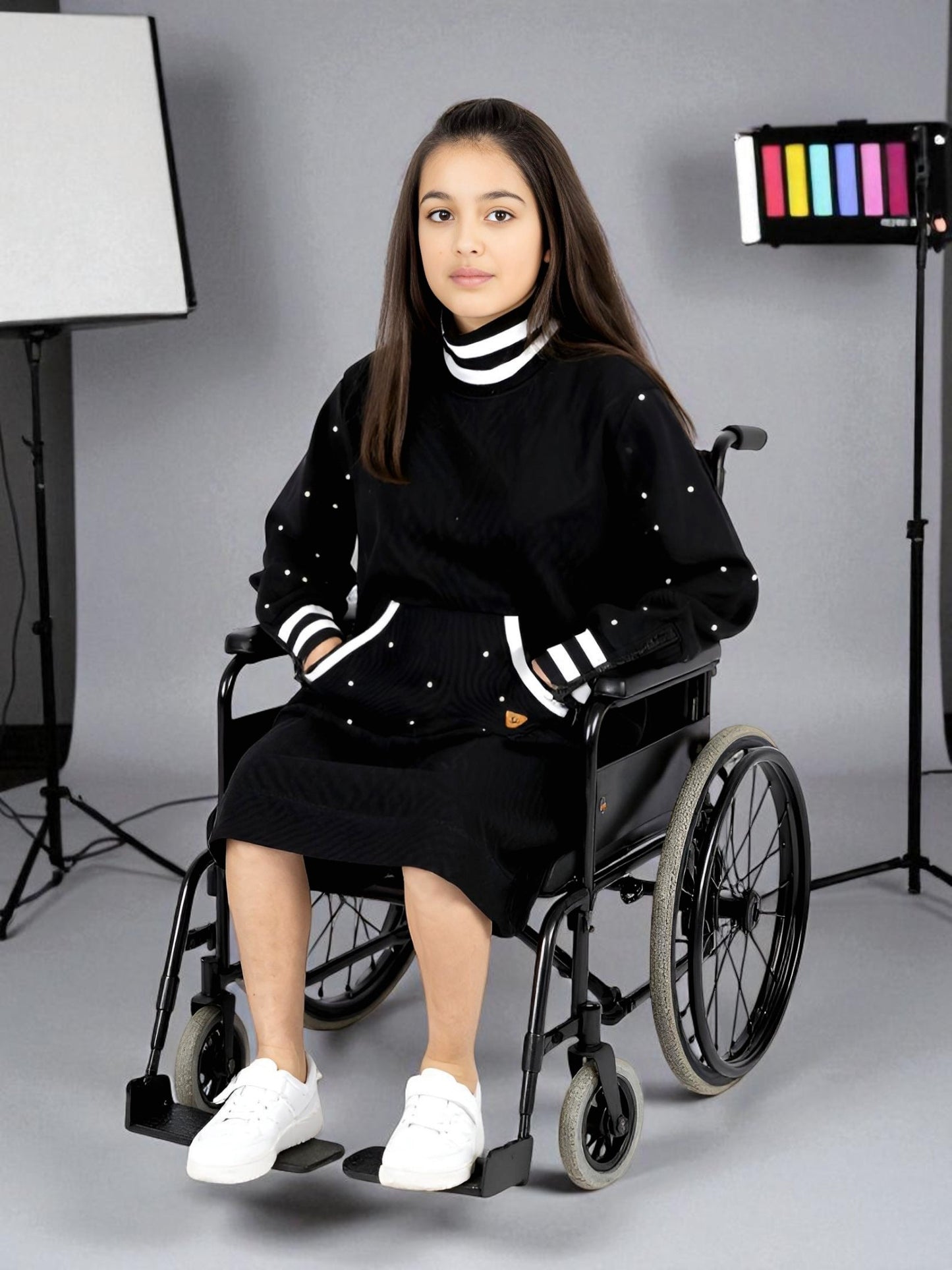 Adaptive Kids Classic Dress: Back Zipper, Front Cargo Pocket, Easy-Undressing Sleeves