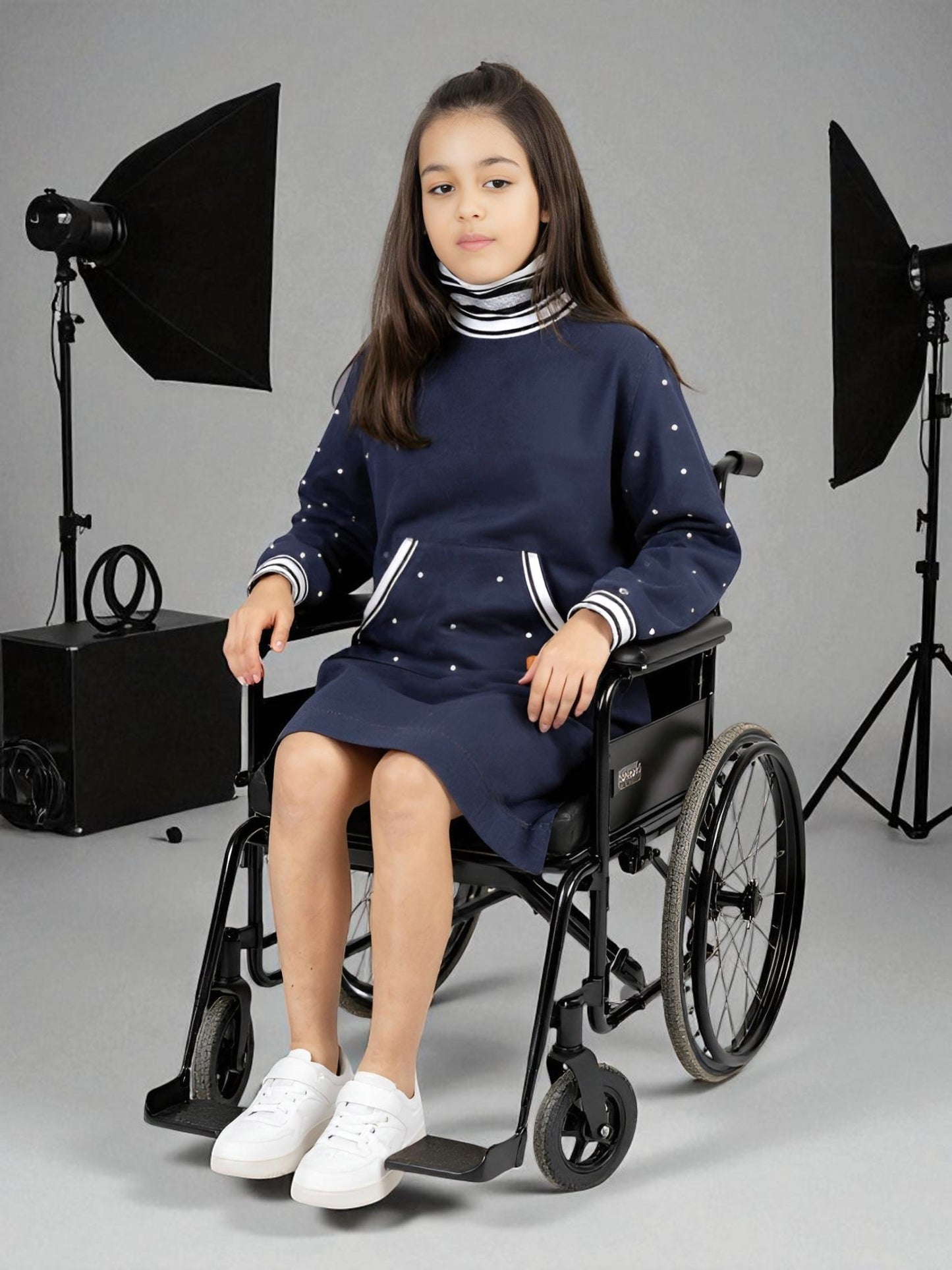 Adaptive Kids Classic Dress: Back Zipper, Front Cargo Pocket, Easy-Undressing Sleeves