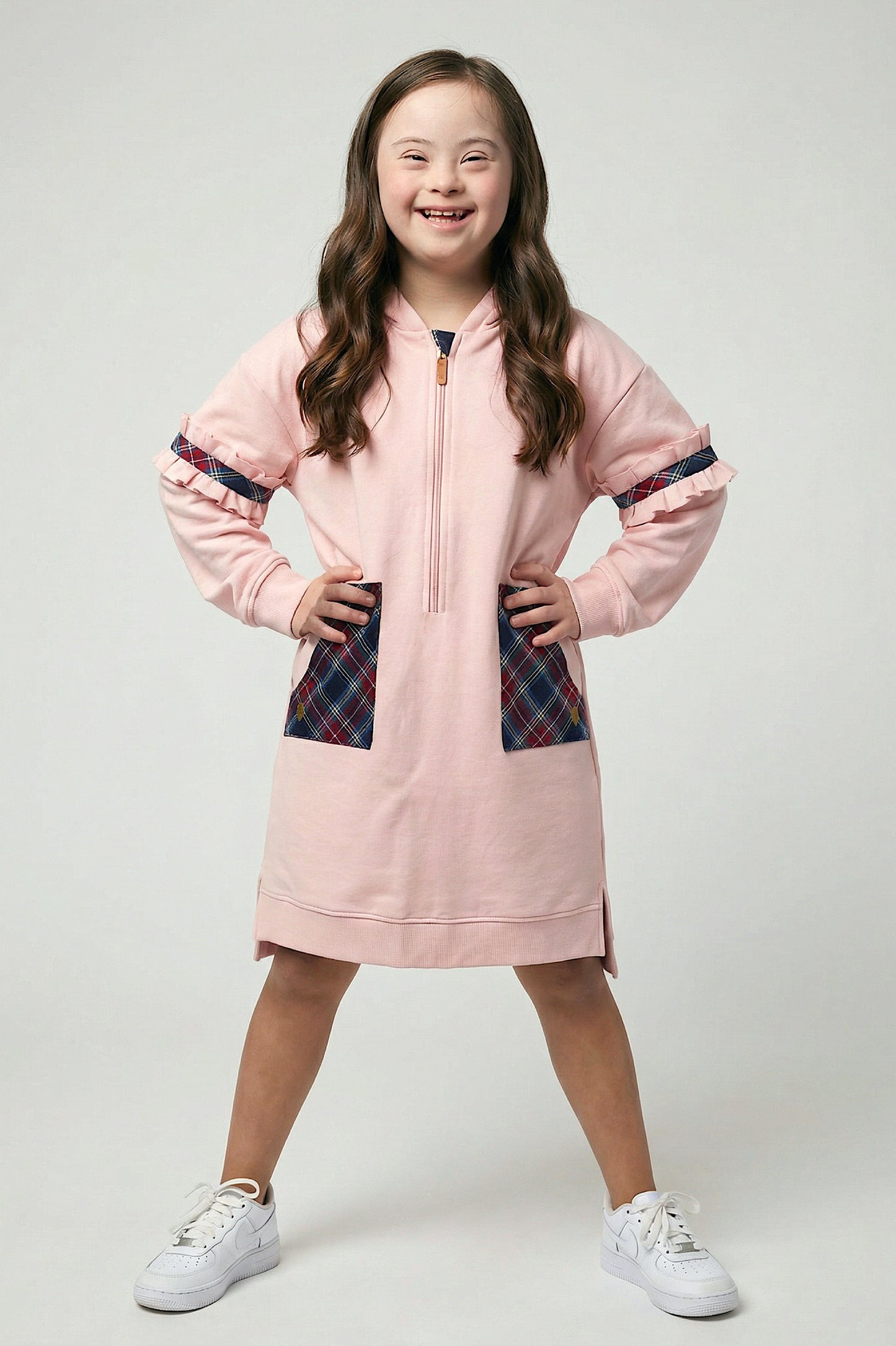 Adaptive Kids Fashion Dress: Front Long Zipper, Sleeve Easy Undressing