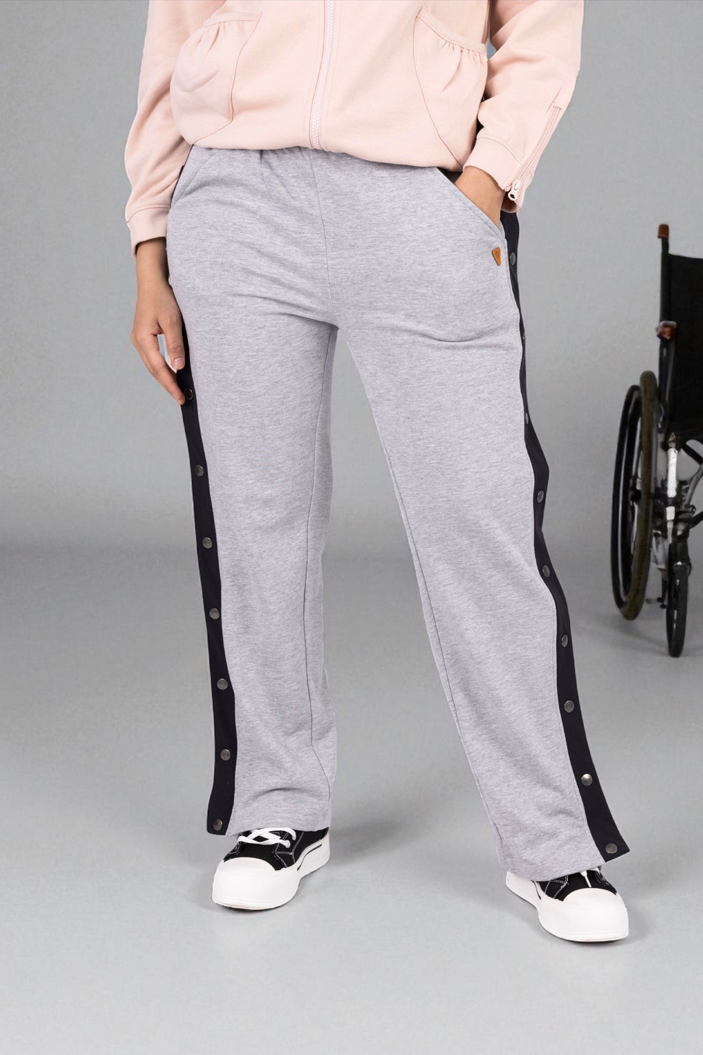 Adaptive Kids Sweatpants, with Full Elastic Waist & Side Full Zipper for Easy Undressing